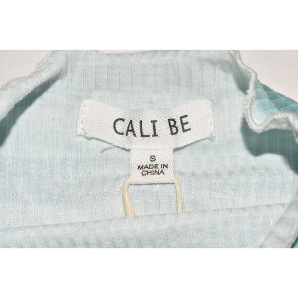 CALI BE NEW $25‎ Long Sleeve Ribbed Stripe Funnel Neck Top in Blue Small - Picture 4 of 4